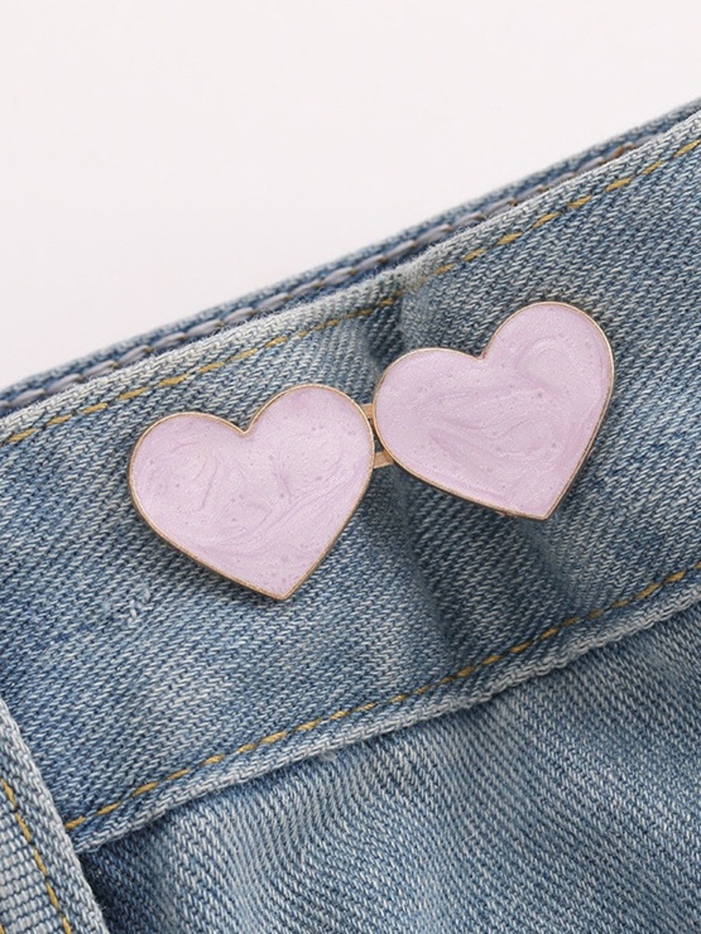 Heart denim Button waist snap buckle pins pants 🩷🩷 tightens loose waistband